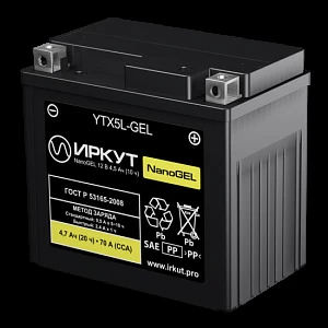 Мотоциклетный аккумулятор ИРКУТ YTX5L-GEL (2024)