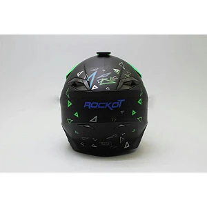 Шлем кроссовый ROCKOT RM-216 Fractal (черн/зел мат, S)